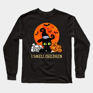 Black Cat Halloween, I Smell Children Long Sleeve T-Shirt